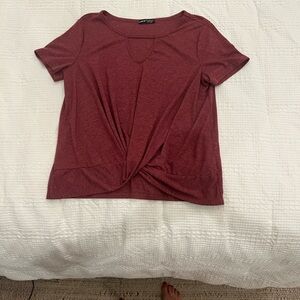 Shein Maroon Short Sleeve Twist Top